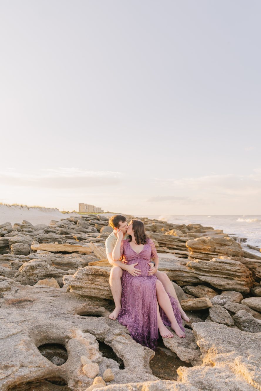 Dramatic coastal family portraits at Washington Oaks Beach, Palm Coast Florida